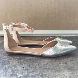 J Crew Factory Pointy Toe Metallic Flat- Brand New